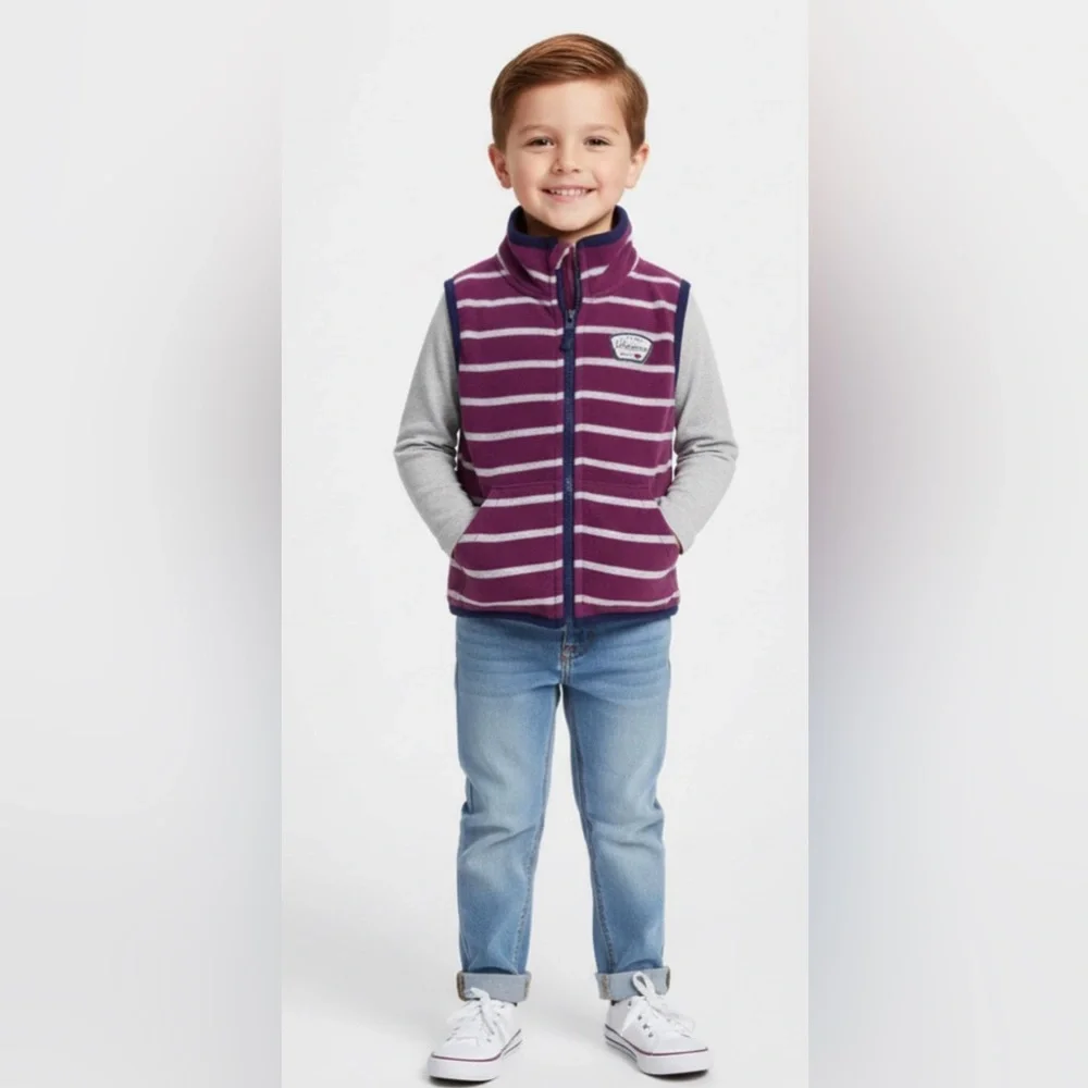 Carter’s Baby Boy Maroon & Gray Striped Sweater Vest | 24M Fall Layer